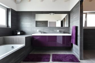 modern-master-bathroom-design-rustic-vanity-cabinet-with-white-sink-white-ceramic-washbasin-decorative-sight-orange-glossy-layout-cabinet-crystal-tile-wall-